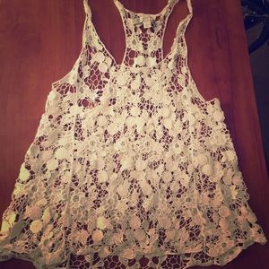 LC Lauren Conrad white razor back tank top